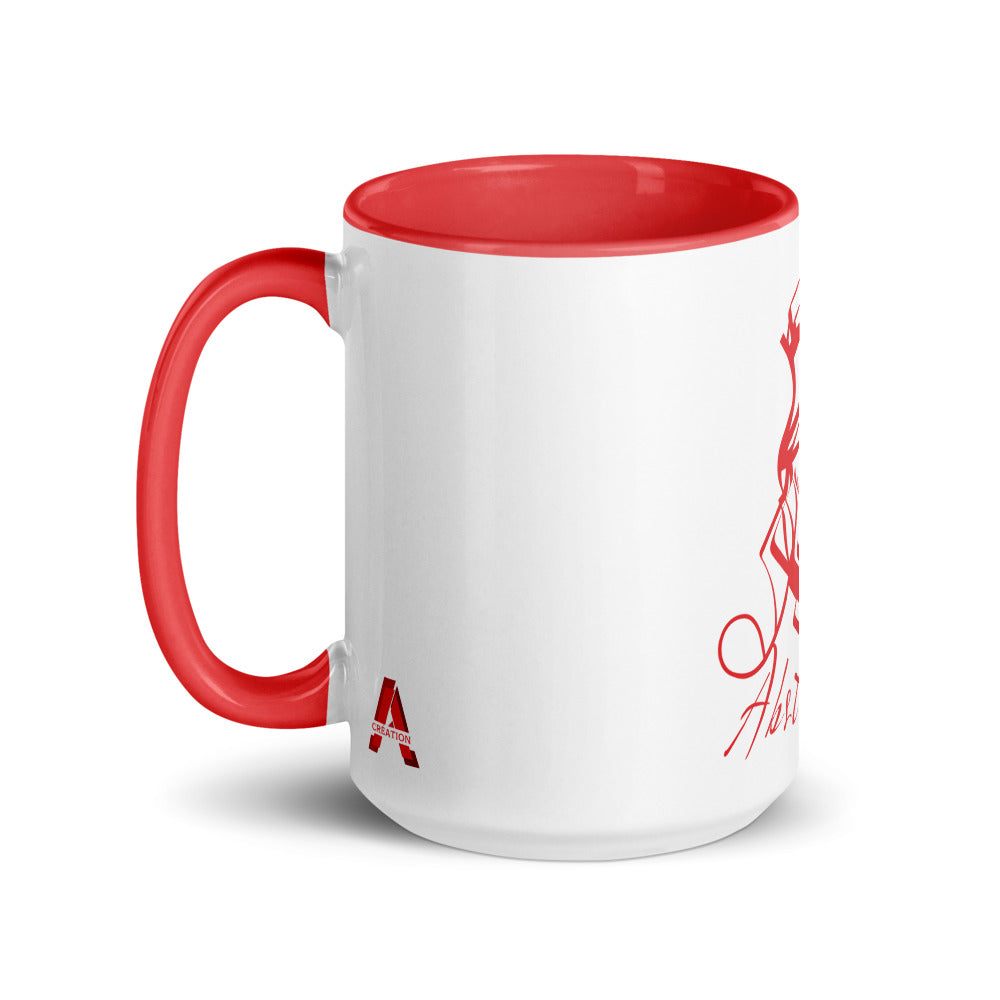 Mug en céramique - 425 ml - Abstraction 2 - Intérieur rouge