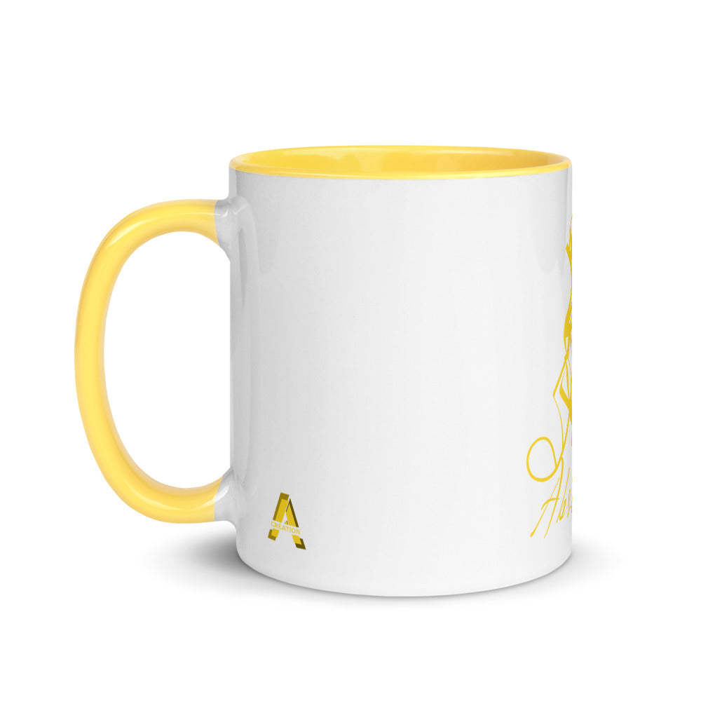 Mug en céramique - 325 ml - Abstraction 2 - Intérieur jaune